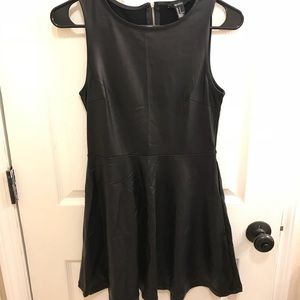 Black leather skater dress